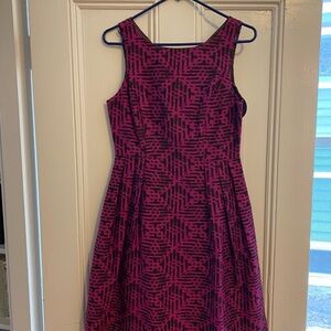 Fuchsia and Black fit and flare Eva Franco dress